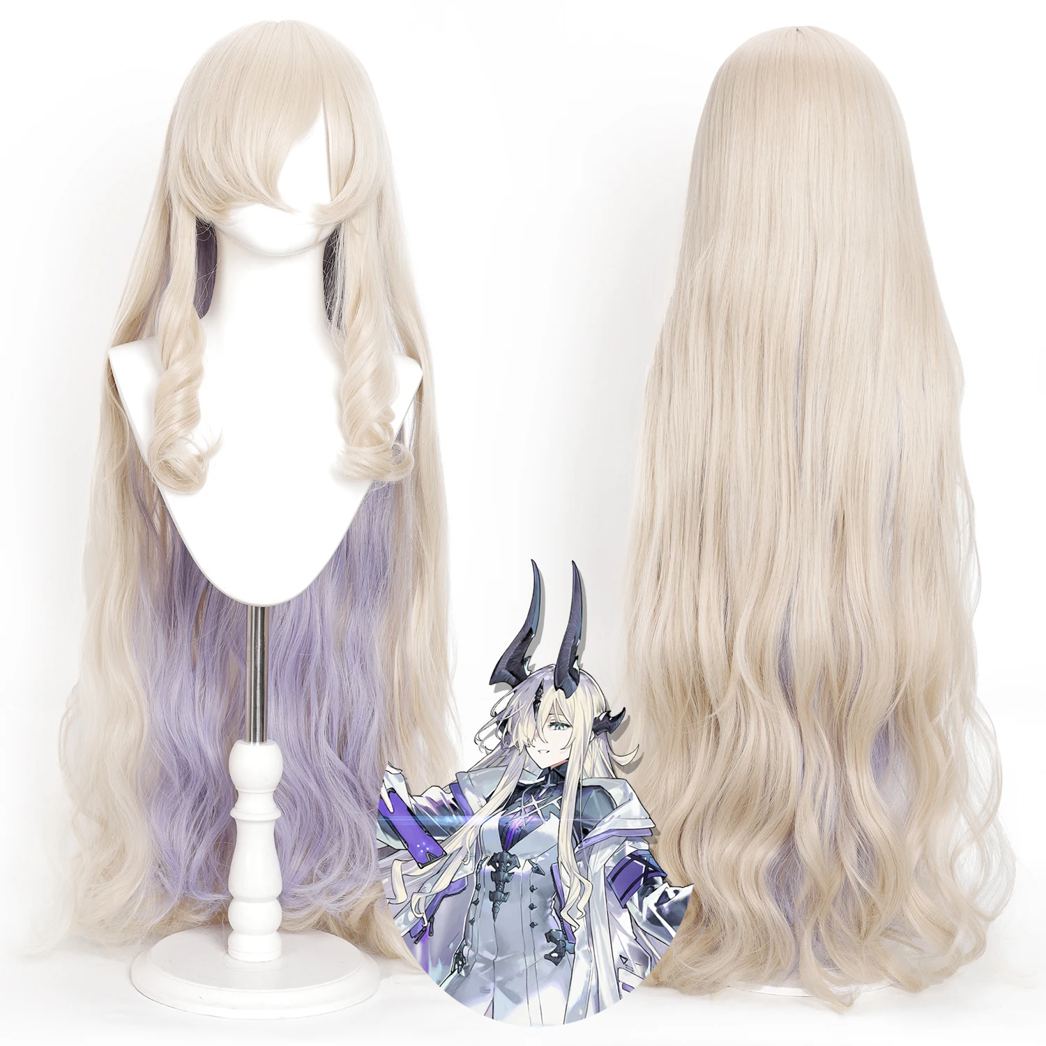

Anime Wig Necrass Cosplay Wigs Arknights Game Roleplay Wig Gold With Light Purple Synthetic Wig for Anime Party Masquerade