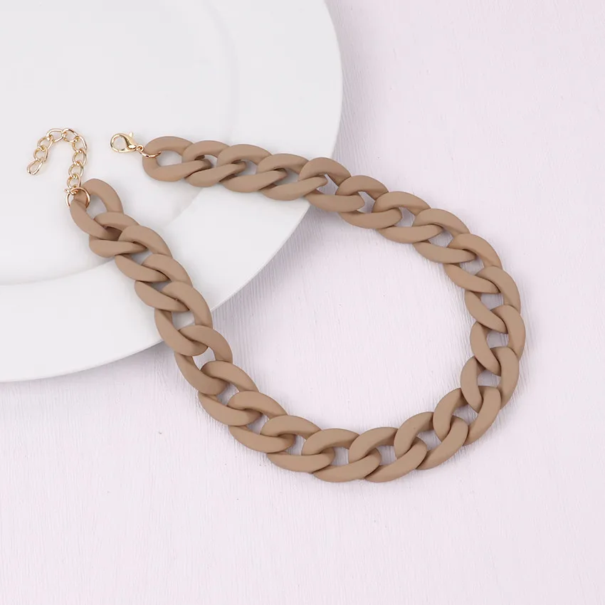 FishSheep Trendy Colorful Acrylic Chain Choker Necklaces For Women Statement Matte Resin Wide Chain Collar Neck Jewelry 2022 New image 3