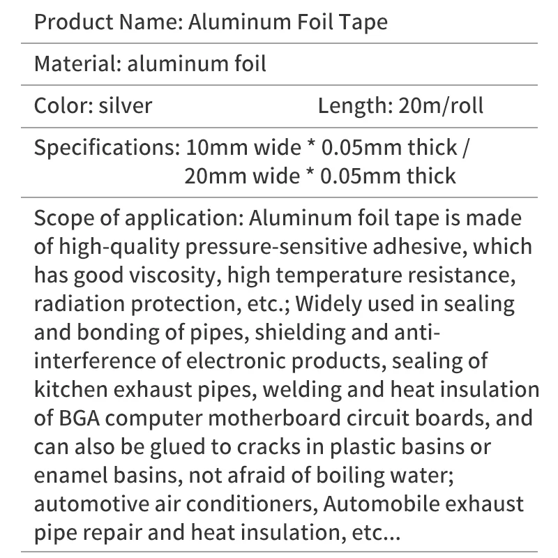 LUXIANZI Conductive Aluminum Foil Tape High Temperature For Phone PCB Welding Repair Tool Heat Insulation Tin Foil Tapes 20/40M