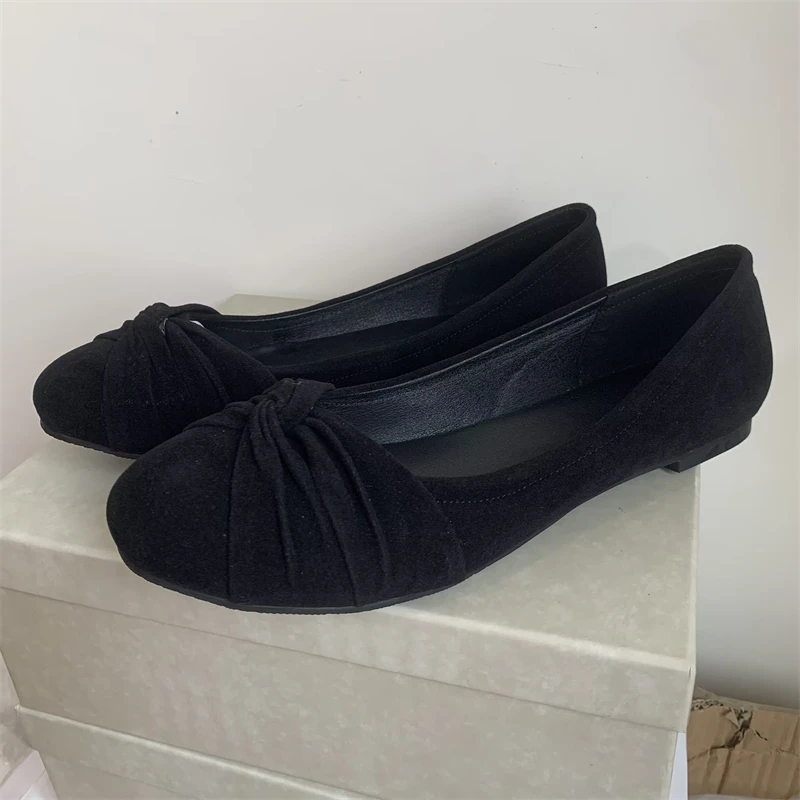 Casual Women\'s Flat Loafers Shoes Flock Shallow Flats Spring Autumn Comfortable Ballet Shoes Ladies Work Loafer Shoes Large Size