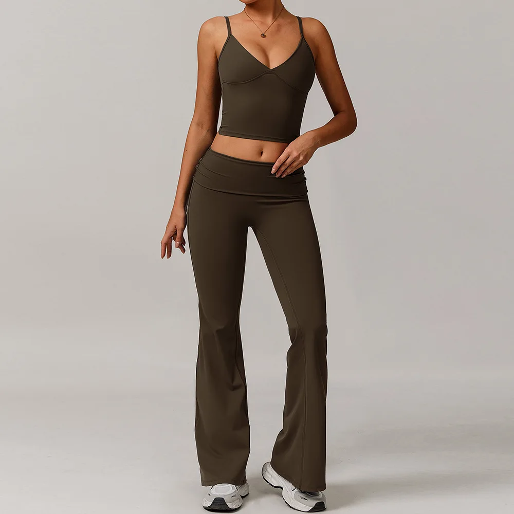 2PCS Yoga Suit Women Tracksuit Sports Bra High Waist Leggings Shorts Outfit Gym Set Fitness Workout Clothes Push Up Sportswear image 3