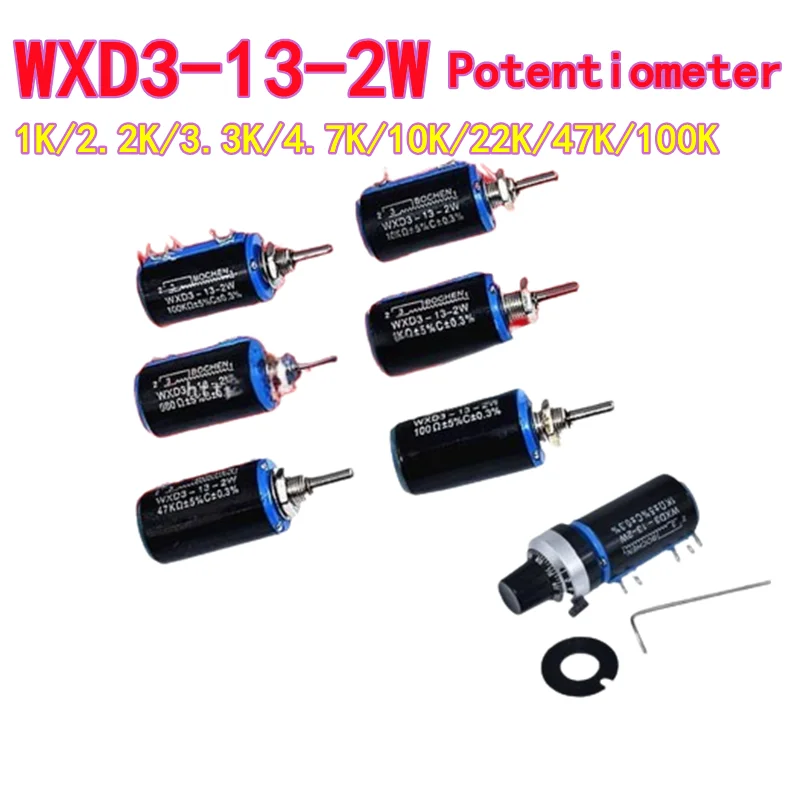 WXD3-13-2W Series Precision Multi-Turn Potentiometer-Resistance Values 1K 2.2K 3.3K 4.7K 10K 22K 47K 100K