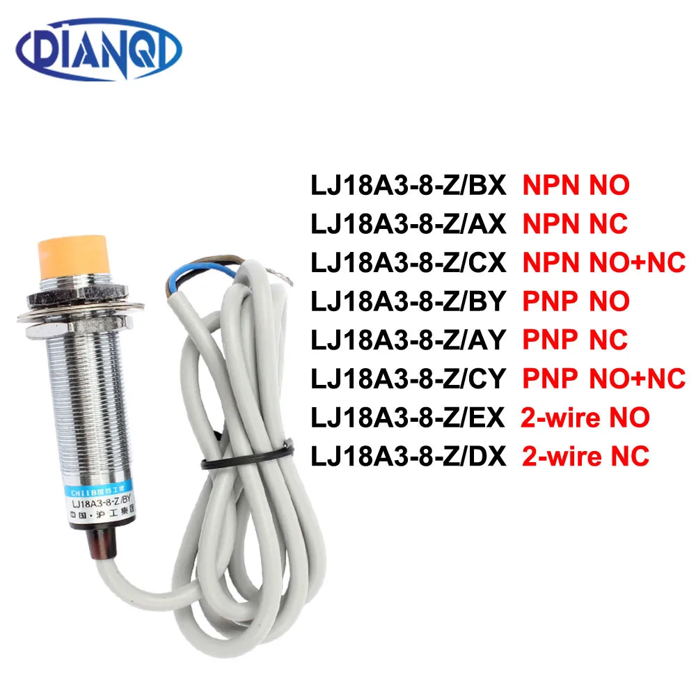 DIANQI Inductive Proximity Sensor,LJ18A3-8-Z/BY PNP 3-wire NO,diameter 18mm,Proximity Switch Good quality