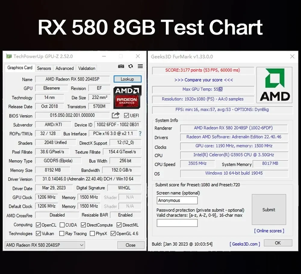 MLLSE kartu grafis RX580 8GB, Placa De Video 256Bit GDDR5 8Pin PCI-E 3.0 × 16 Radeon GPU Computer Mining ETH hashrate 28-30mh/s