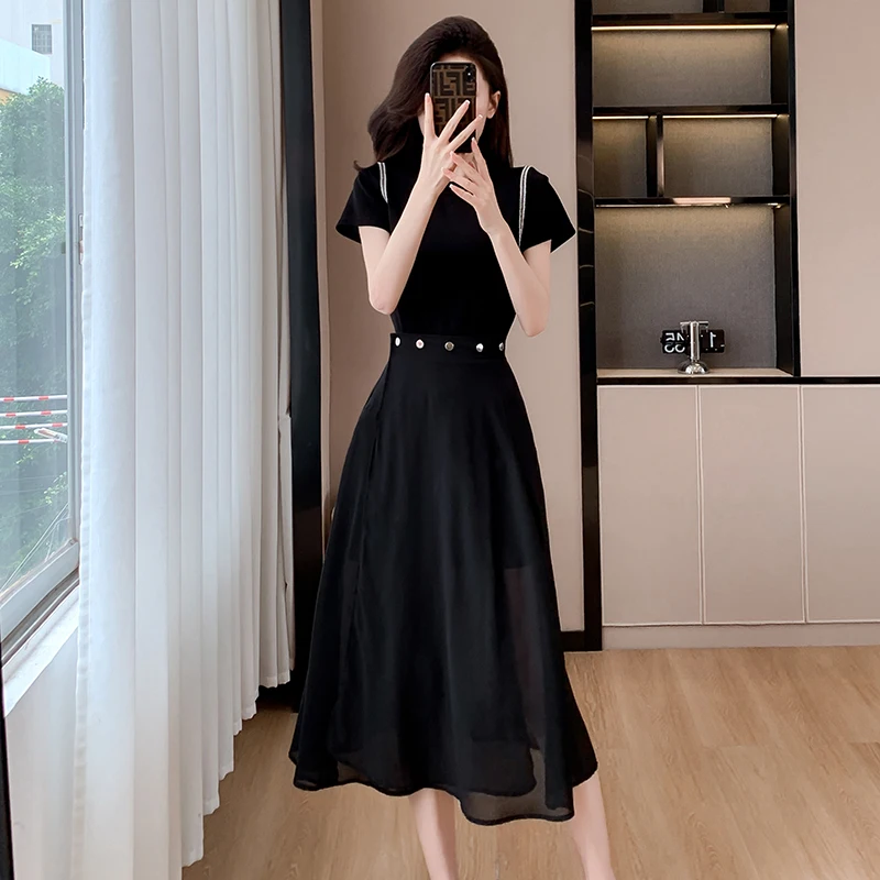 Ensemble dr ort Sve pour femmes, t-shirt et jupe Me, deux pièces en Fiber de Polyester, couleur Pure, nouvelle collection été 2024