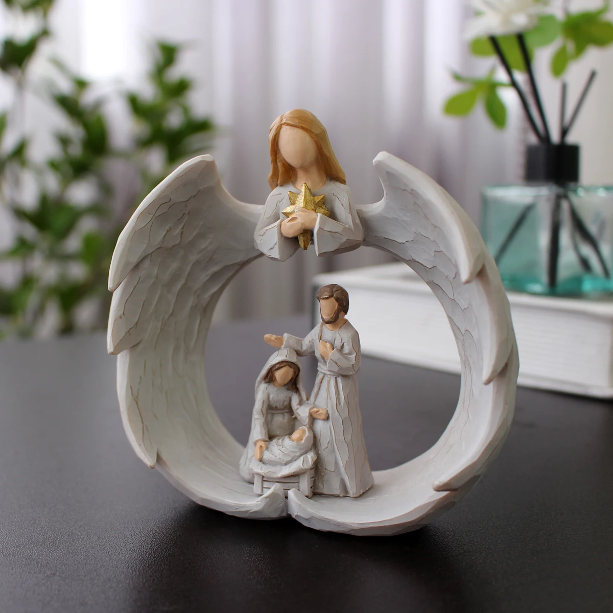 Praying Angel Family Holiday Figurine, Gift Filled with Parental Love, Home Decor Ornament, Christmas Gift