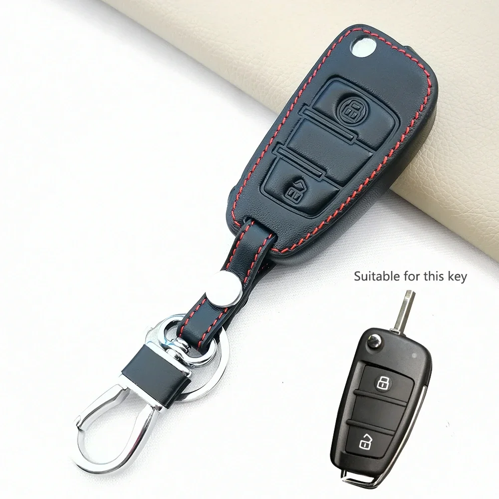 High Quality 100% Leather Remote Holder Key Cover for Chery Tiggo 2 3X 3 5 2020  2021Fulwin 2 Eastar 2 Button Case Keychain