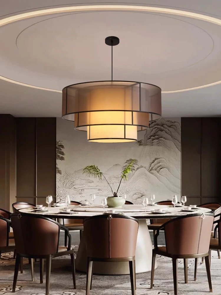 New Chinese Zen Style Restaurant Chandelier Wabi Sabi Style Retro Tea Room Bedroom Hotel Private Room Restaurant Decoration Fabr