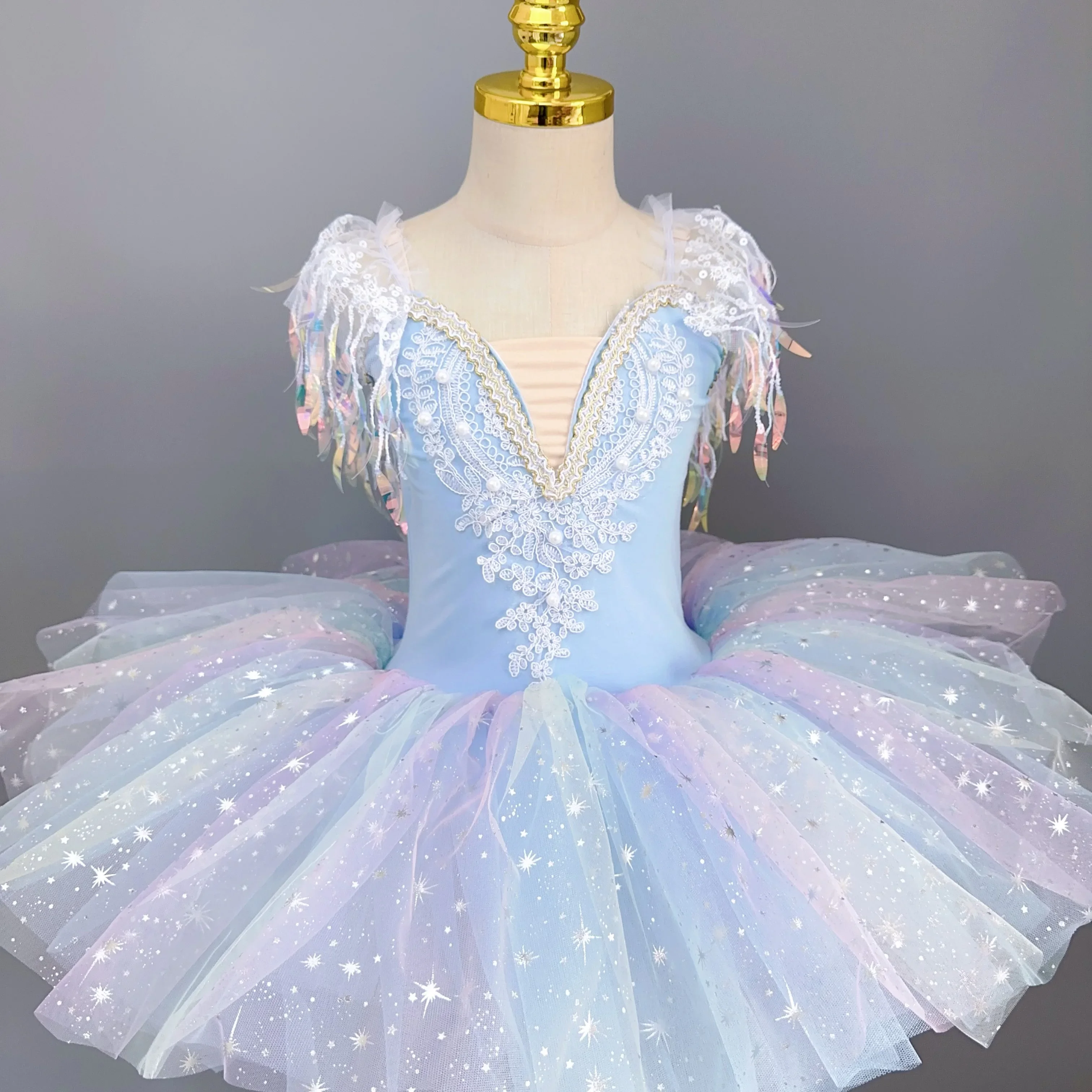 Kids Ballet Dress Seven Colors Girls Children Sequined Princess Dress Ballet Tutu Dance Clothes Performance Tutu Skirts