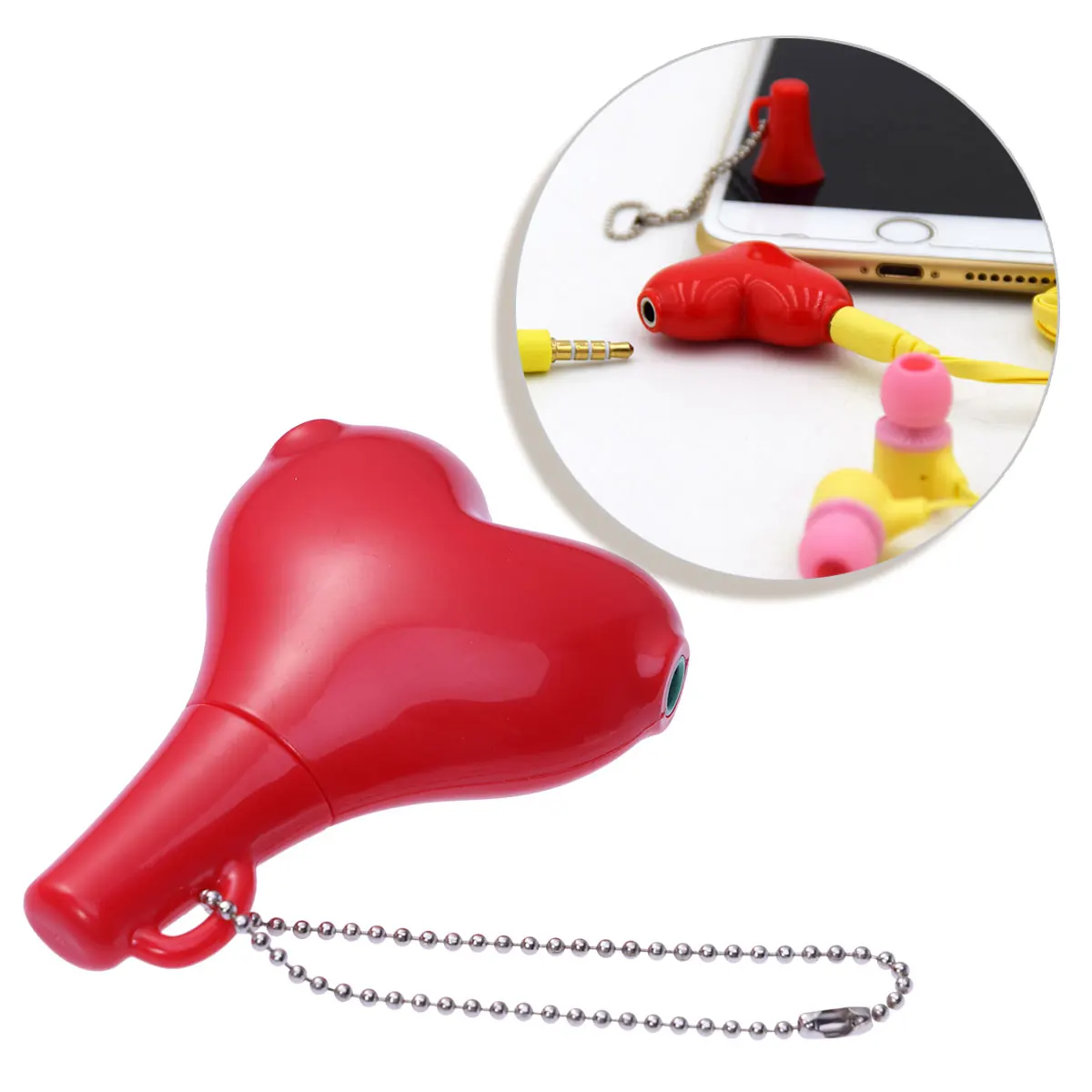 

Heart Shaped Headphone Splitter 2x 3 5mm Earphone Jack Connector Music Sharing Device ABS Durable Compatible MP3 Smartphone