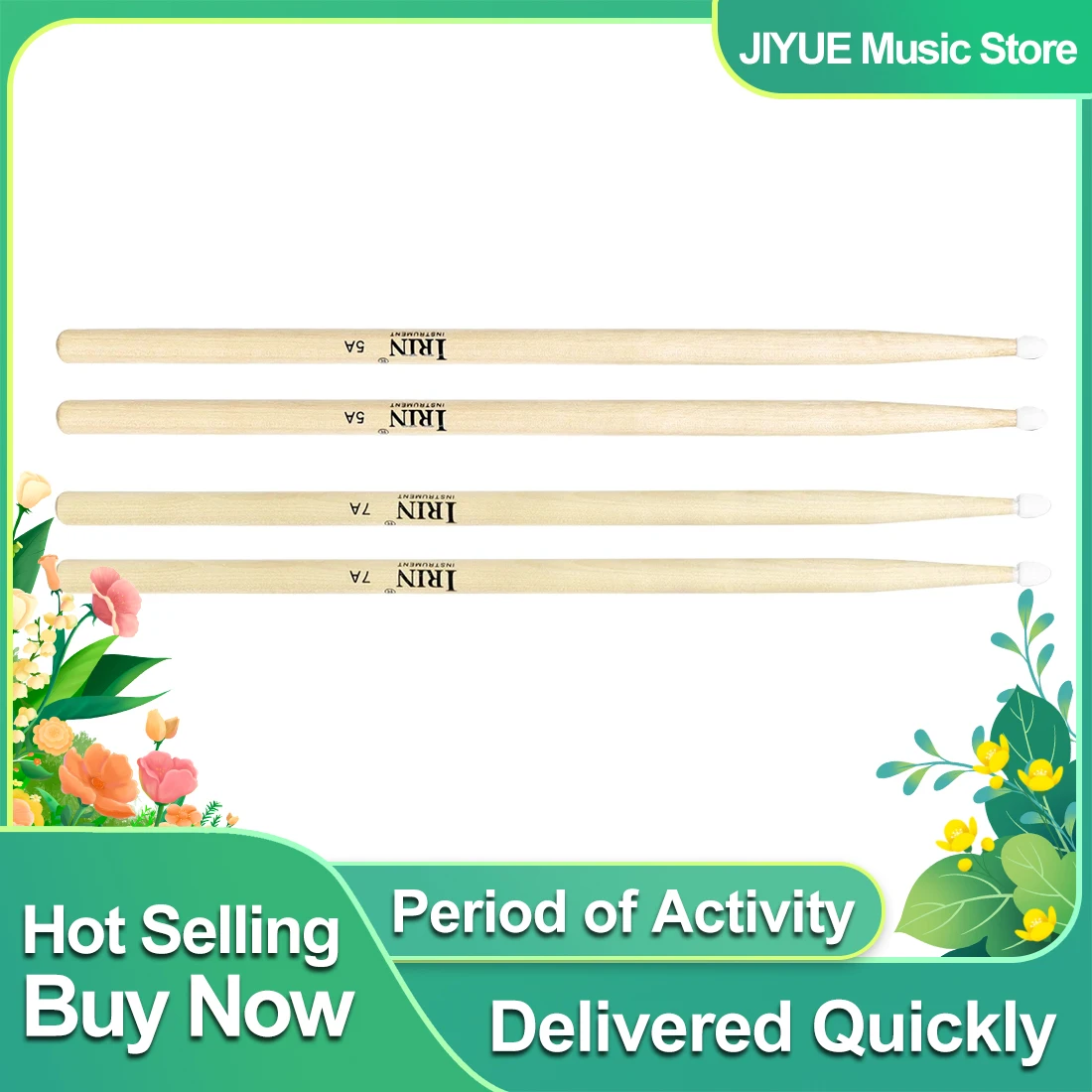 

IRIN 1 пара кленовых барабанных палочек премиум-класса 5A/7A, идеально подходят для всех возрастов, прочные тренировочные барабанные палочки для перкуссии и джаза