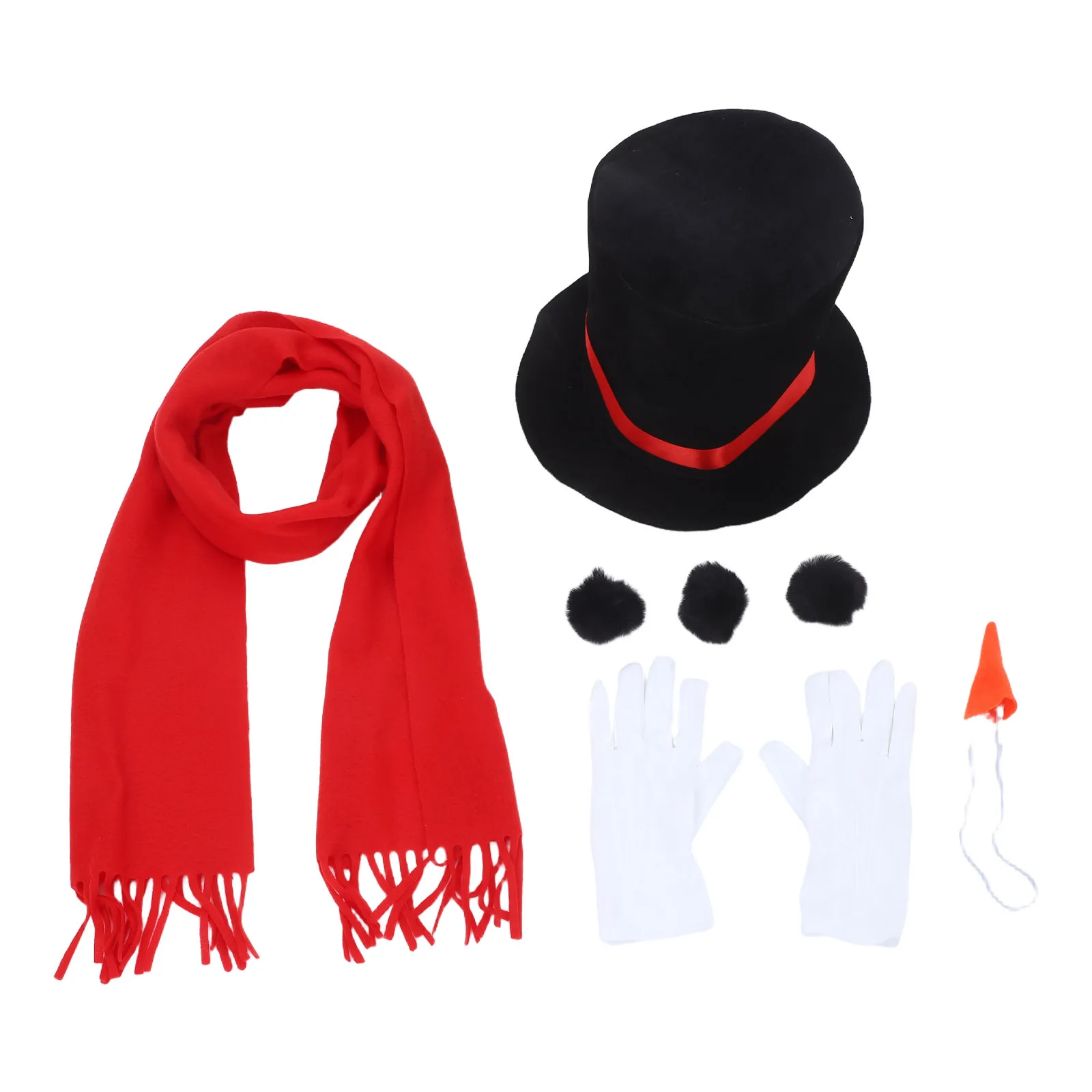 1 set Snowman Costume Set Hat Scarf Carrot Nose Balls Winter Festive Dress Up Outfit For Adults Holiday Party Cosplay
