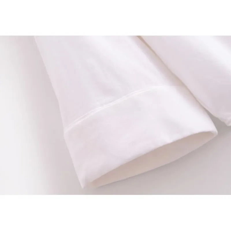 Women Wide Sleeved Shirt Pure Cotton Asymmetric Hem Button Women's Shirts Simple Lady Johnny Collar Shirts & Blouses