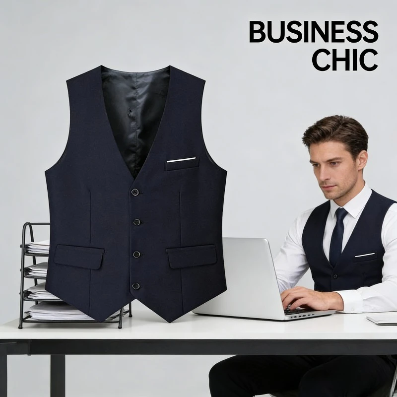 

2026 Slim Fit Solid Gray Single Breasted Waistcoat Elegant All Season Casual Vest Perfect for Formal Events and Everyday Styling