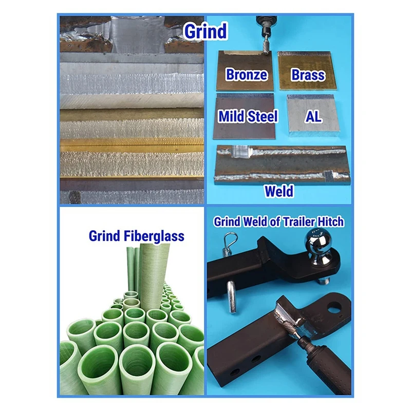 Juego de rebabas de carburo, vástago de 6Mm, 8 piezas, broca amoladora, Lima rotativa para soldadura de madera y Metal, desbarbado de hormigón