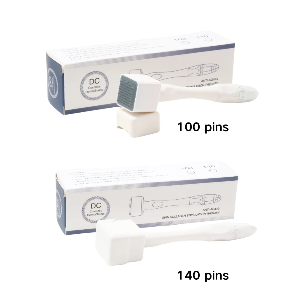 調整可能なマイクロニードルスタンプ,顔の皮膚,あごひげ,髪の再生用のチタン針,140ピン,100ピン