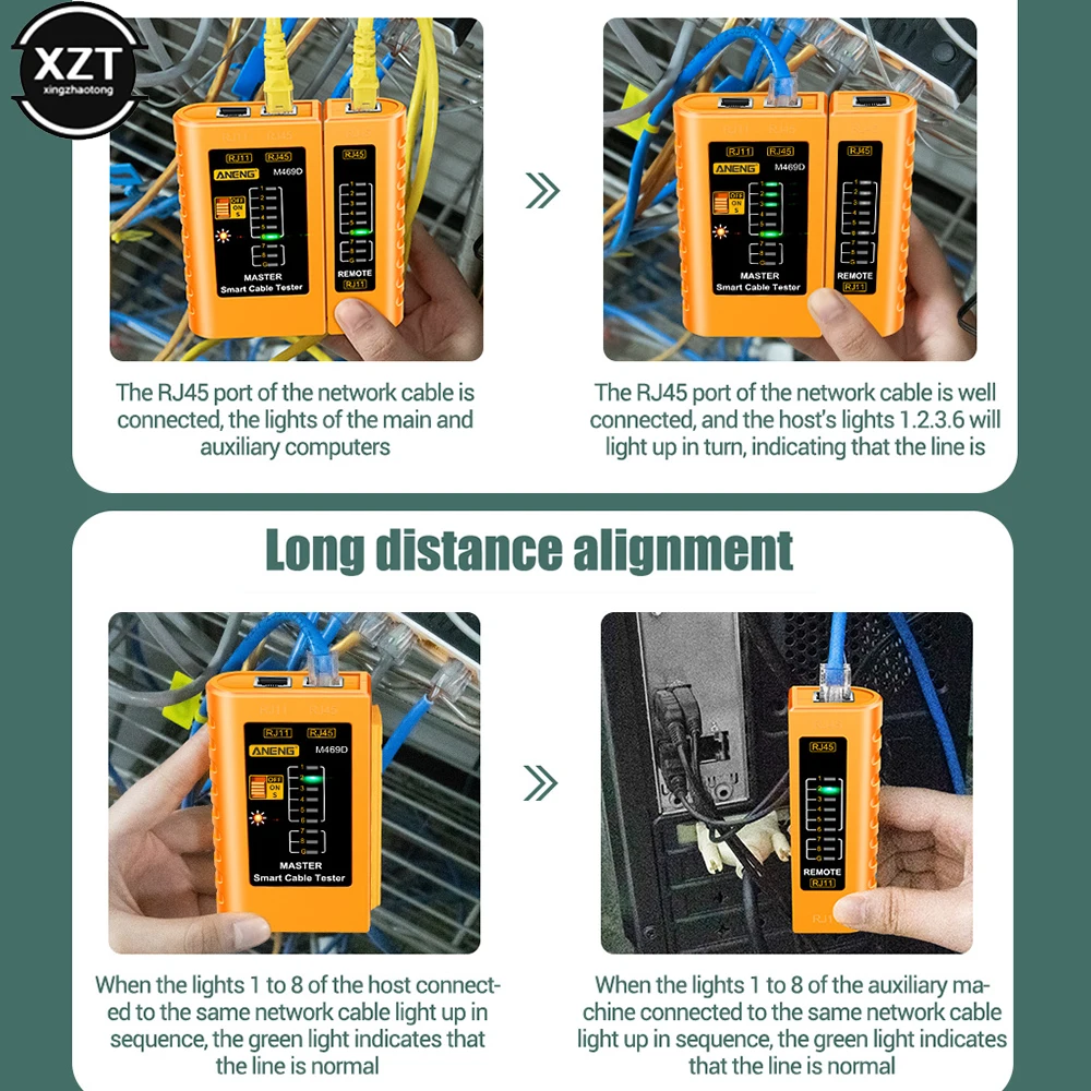 M469D Multi-funcional Rede Cable Tester, Lan Tester, Ferramenta de rede, RJ45, RJ11, RJ12, CAT5, UTP, Reparação