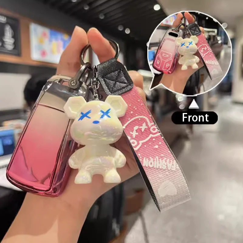 

Fashion Pink Tpu for Audi A1 A3 8v A4 B9 A5 A6 C7 Q3 Q5 Q7 Tt Remote 3 Button Car Key Case Cover Fob Bag Keychain Accessories