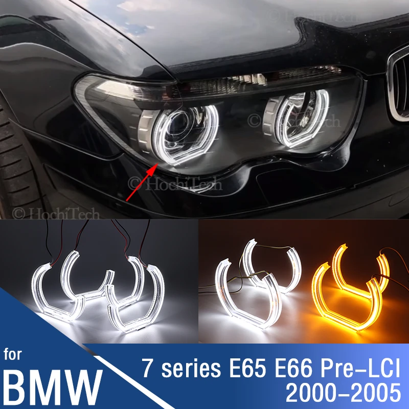 for BMW 7 series E65 E66 PRE FACELIFT Pre-LCI 745i 745Li 760Li 760i 2002-2005 DTM M4 Style LED Crystal Angel Eyes  rings Kit