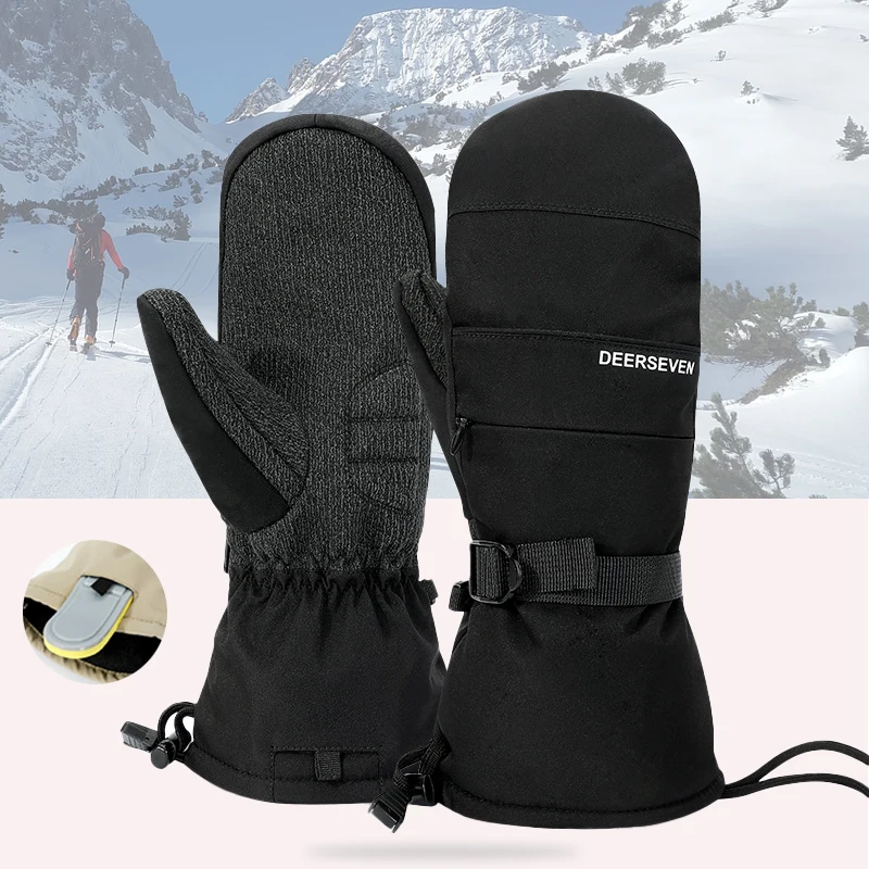

Men Women Single Board Snowboard Gloves Waterproof Thermal Insulated Winter Warm Ski Mittens with Built-in Wrist Guards