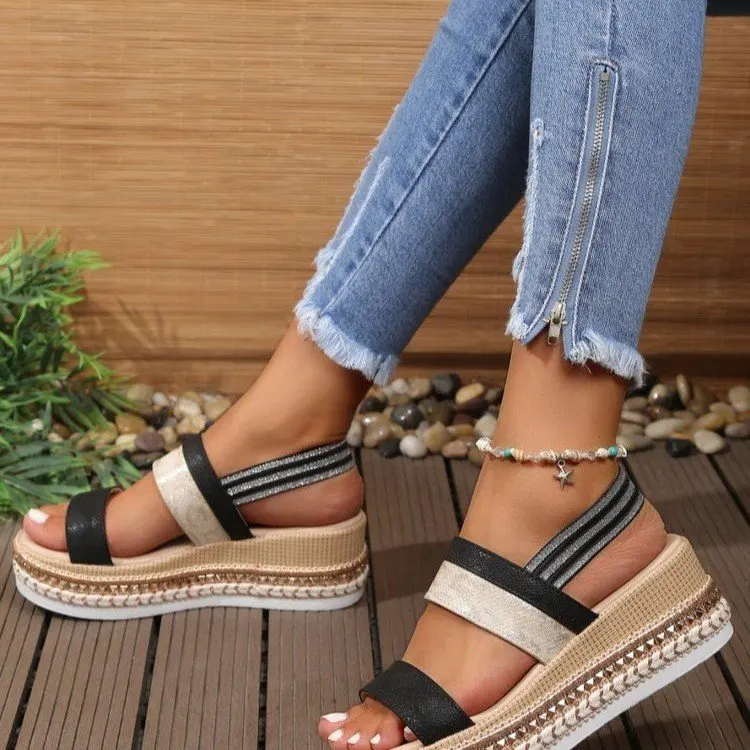 Sandalias de plataforma informales para mujer, zapatos de playa, sin cordones, talla grande 36-41