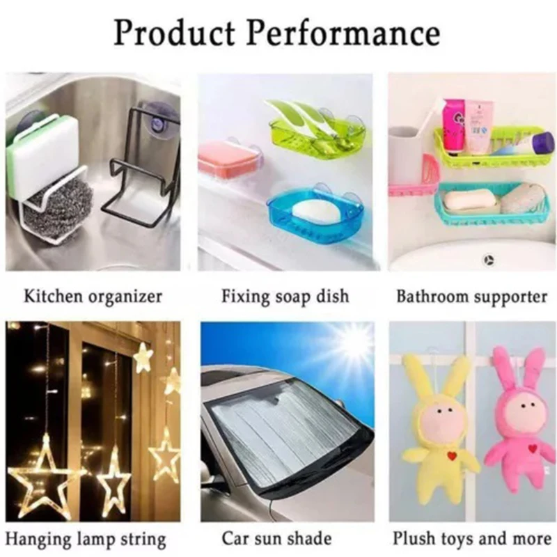 20/40mm Vacuum Cup Suction Cups Transparent PVC Mushroom Head Sucker Hanging Hooks for Home Kitchen Bathroom image 3