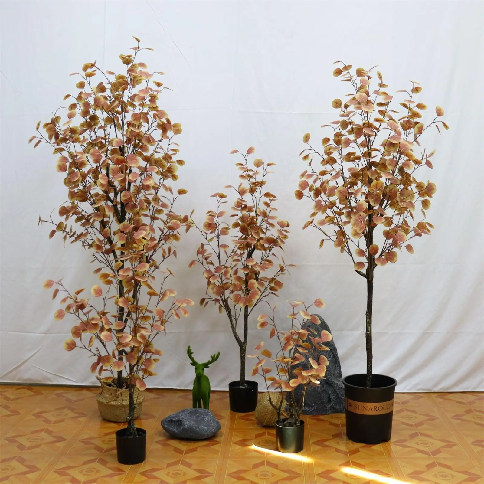 

Autumn Tree with Faux Fall Tree Leaves, 120/150CM Artificial Eucalyptus Tree for Porch & Home Decor - Realistic Fall Trees