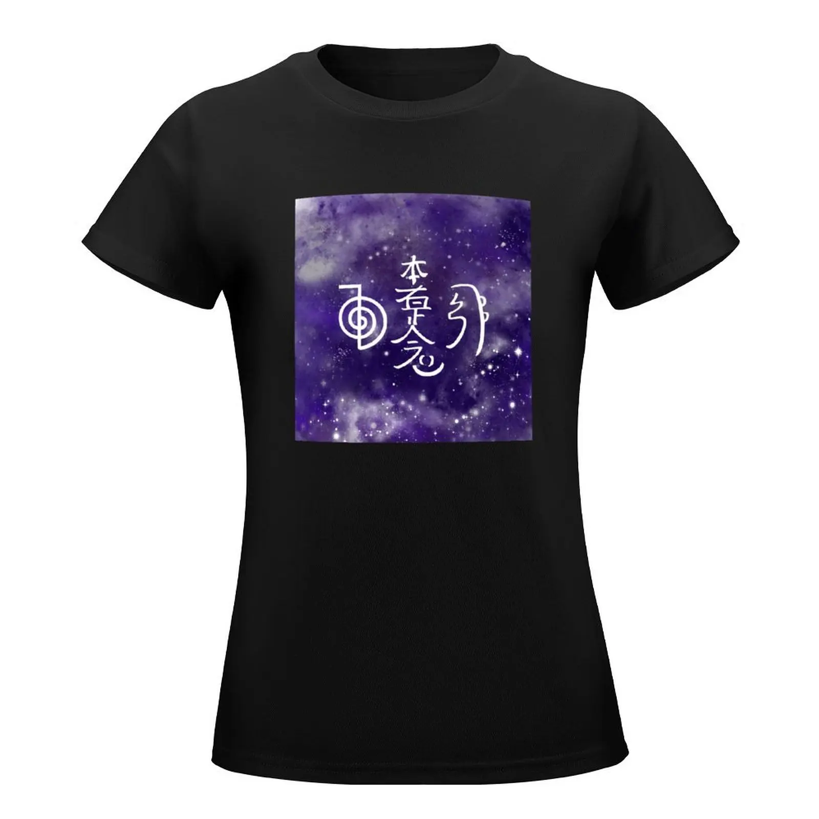 cho ku rei reiki symbols in universe and stars T-Shirt plus size tops funny tight shirts for Women