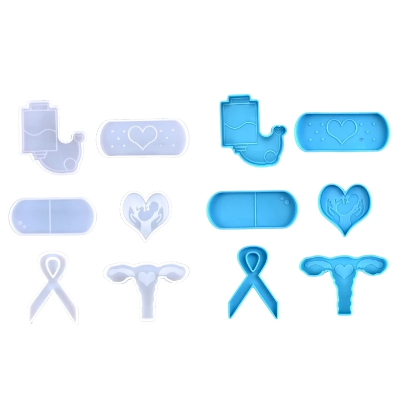 Doctor Badge Reel Silicone Molds Phone Grip Resin Mold Organs Resin Epoxy Casting Molds for DIY Keychain Jewelry Making