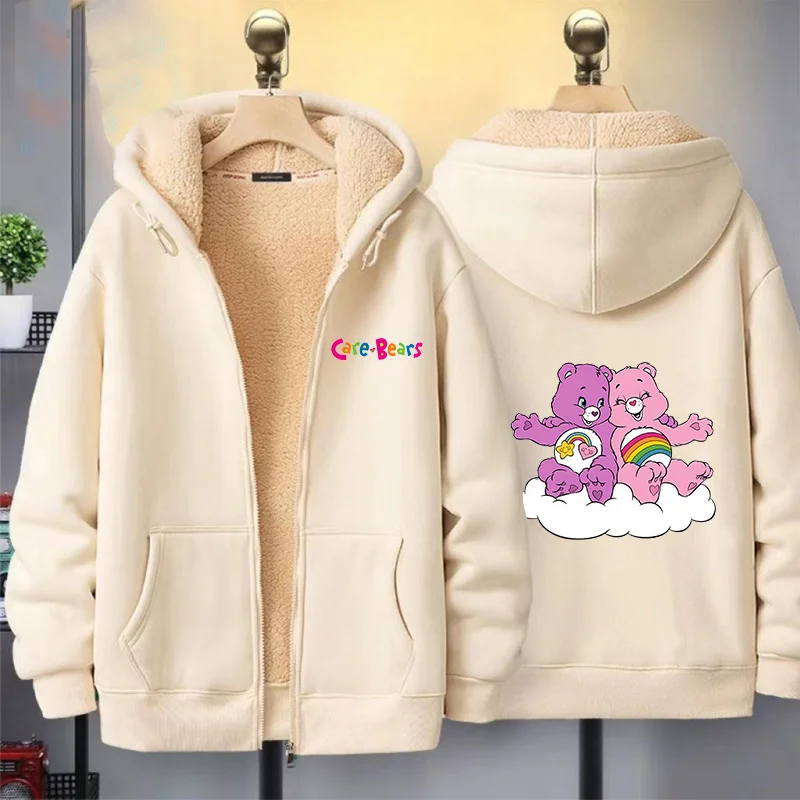 Caring Bears Frauen Jacke Mit Kapuze Sweatshirt Mantel Cartoon Anime Gedruckt Fleece Warm Zipper Kleidung Outwear Kleidung Geburtstag Geschenk