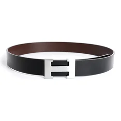 Top Luxury Designer Brand H Buckle Belt Men High Quality Women Genuine Real Leather Dress Strap for Jeans Waistband Grey