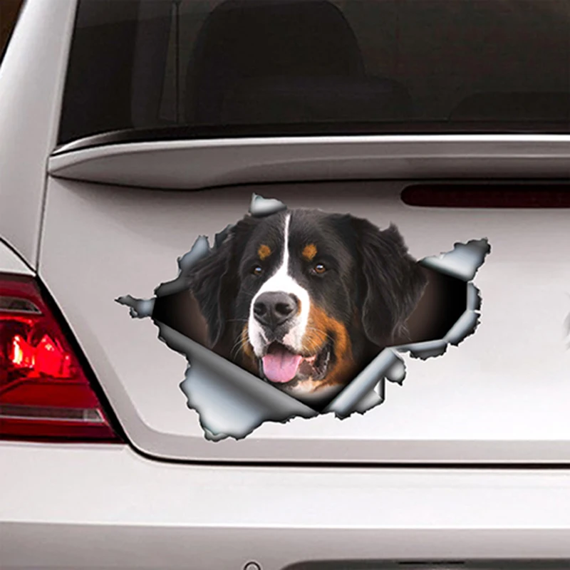 13/17 CM Lovely Bernese Mountain Dog Car Sticker Torn Metal Decal Stickers Waterproof Car Styling Pet Decals M104