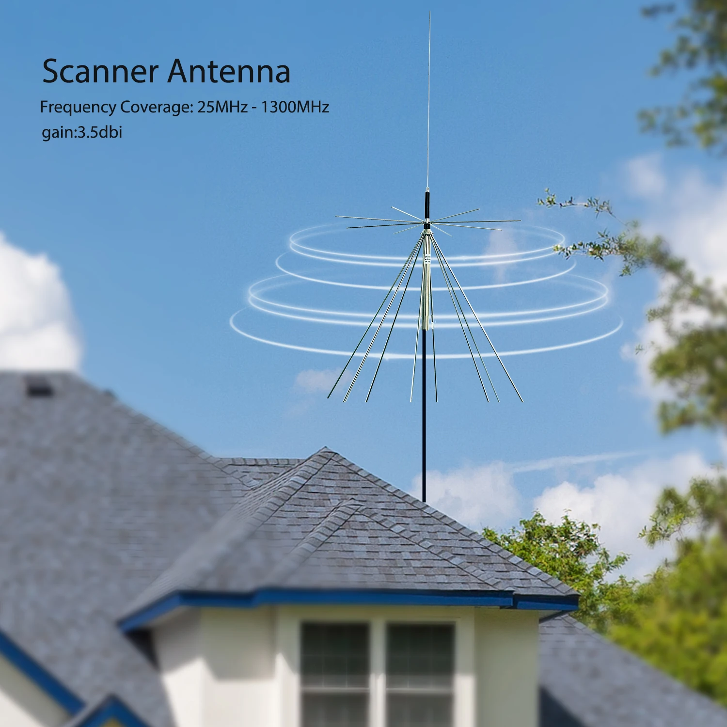 Discone Antenna D3000N Diamonds Scanner Antenna CB UHF VHF Antenna 25-3000MHz for SDR Radio Receive Transmit HF VHF