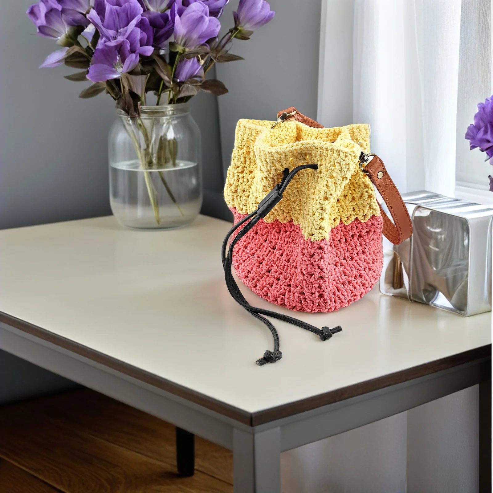 

Bucket Bag Drawstring Strap Pu Replacement Cord For Purse Tote Handbag Diy Accessories Detachable Slide Keeper