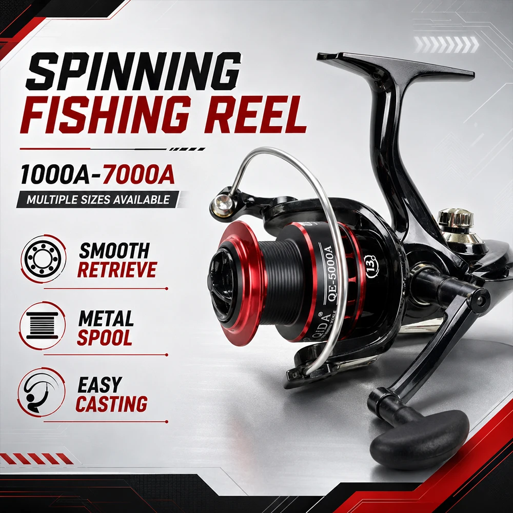 ROLLFISH QE Spinning Reel, Metal Wire Cup, ABS composite Body, Bearings 12, Gear Ratio 5.2:1 & 4.7:1, Freshwater & Saltwater