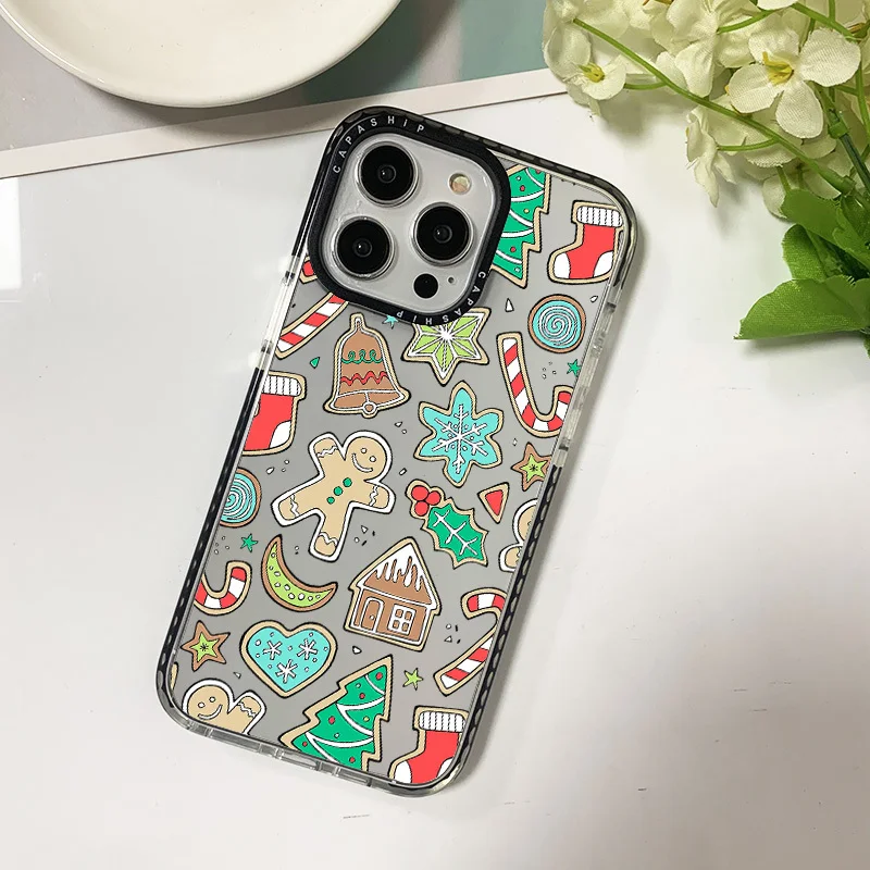 Hot Christmas Sticker Silicone Soft Case For Iphone 11 14 15 Pro Max Funda 12 13 Pro 7 8 Plus X XR XS Shockproof Bumper Cover