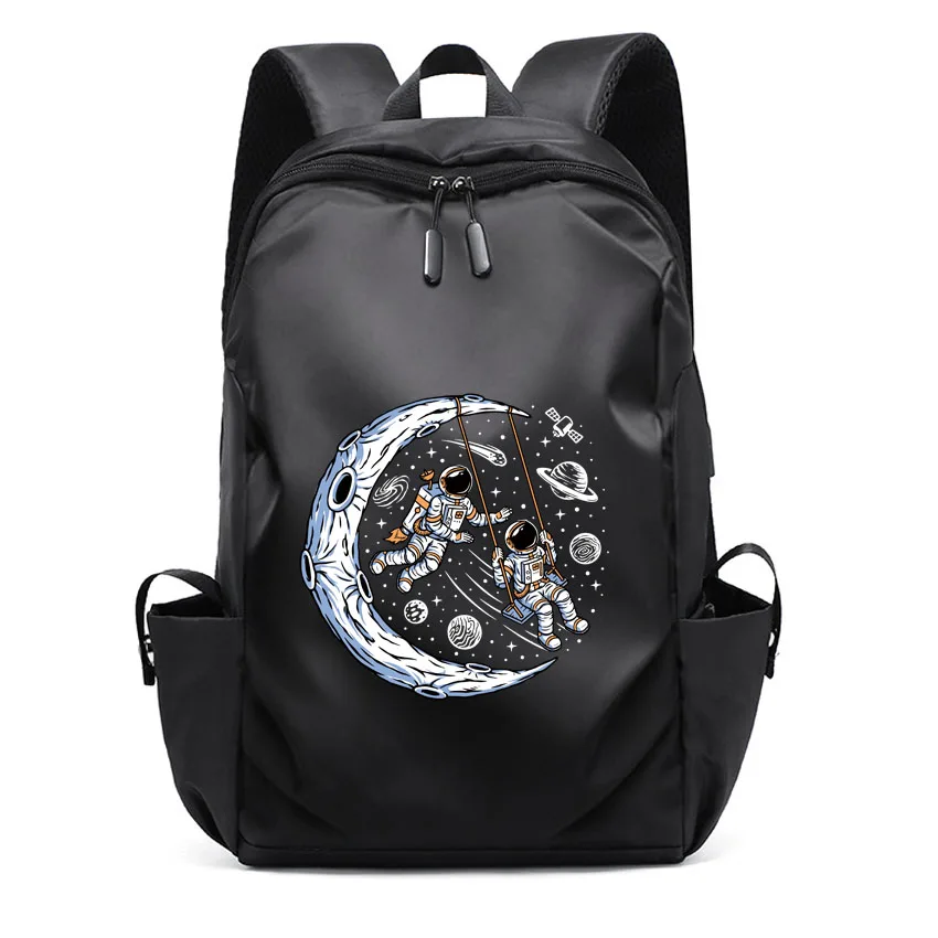 

Classic Men Waterproof Computer Laptop Backpack Bag Men Wome Nylon Backpack Funny Outer Space Astronauts Printed Rucksack