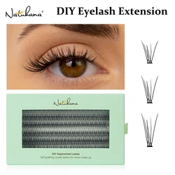 NATUHANA Fishtail Eyelash Extensions, Premade Russian Volume Fans, DIY Self-Grafting Cluster Lashes for Home Makeup