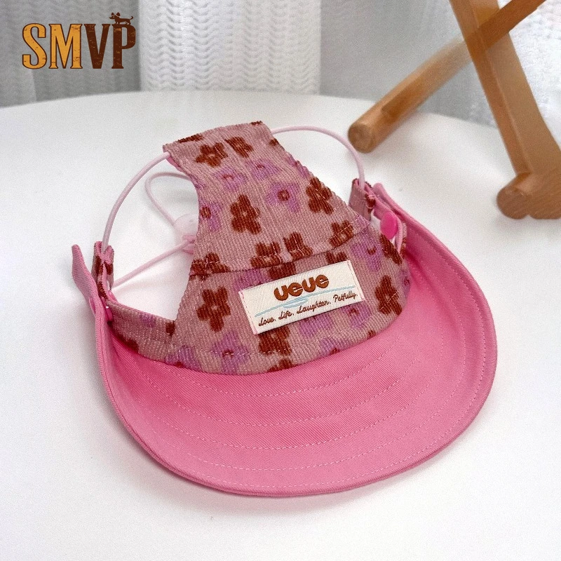 

Small Pink Flowers in Summer Pets with Ears Exposed Kittens Small and Medium-sized Dogs Sun Hats Peaked Cap Outdoor Products