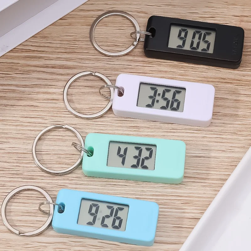 Student Mini Alarm Clocks Electronic Clock Keychain Electronic Oval Watch Digital Table Time Display Clock Hanging Keychain