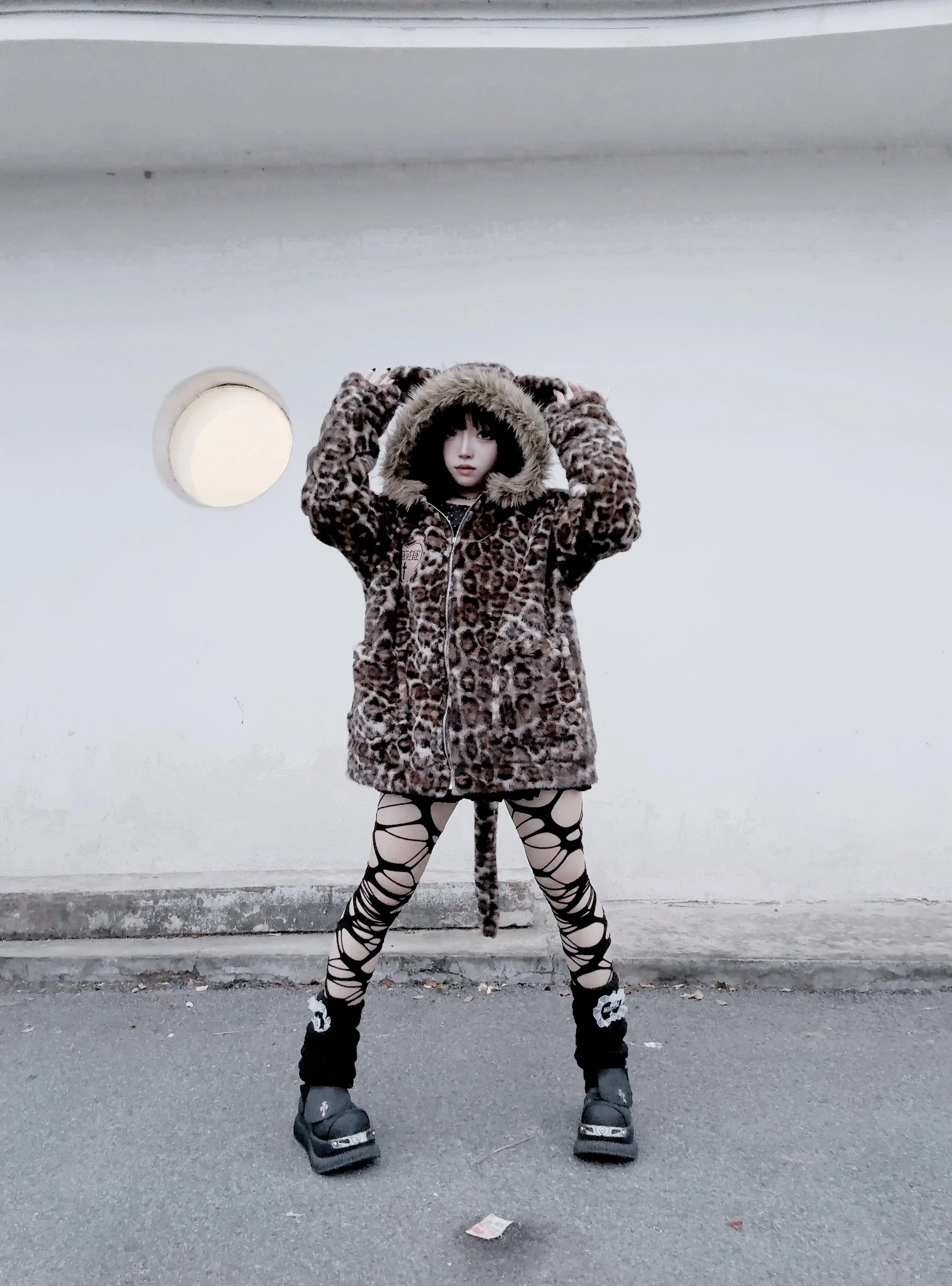 

Original Design New Sweet Cute Girls Versatile Warm Coat Mink Velvet Autumn Winter Hooded Leopard Print Loose Long Sleeve Jacket