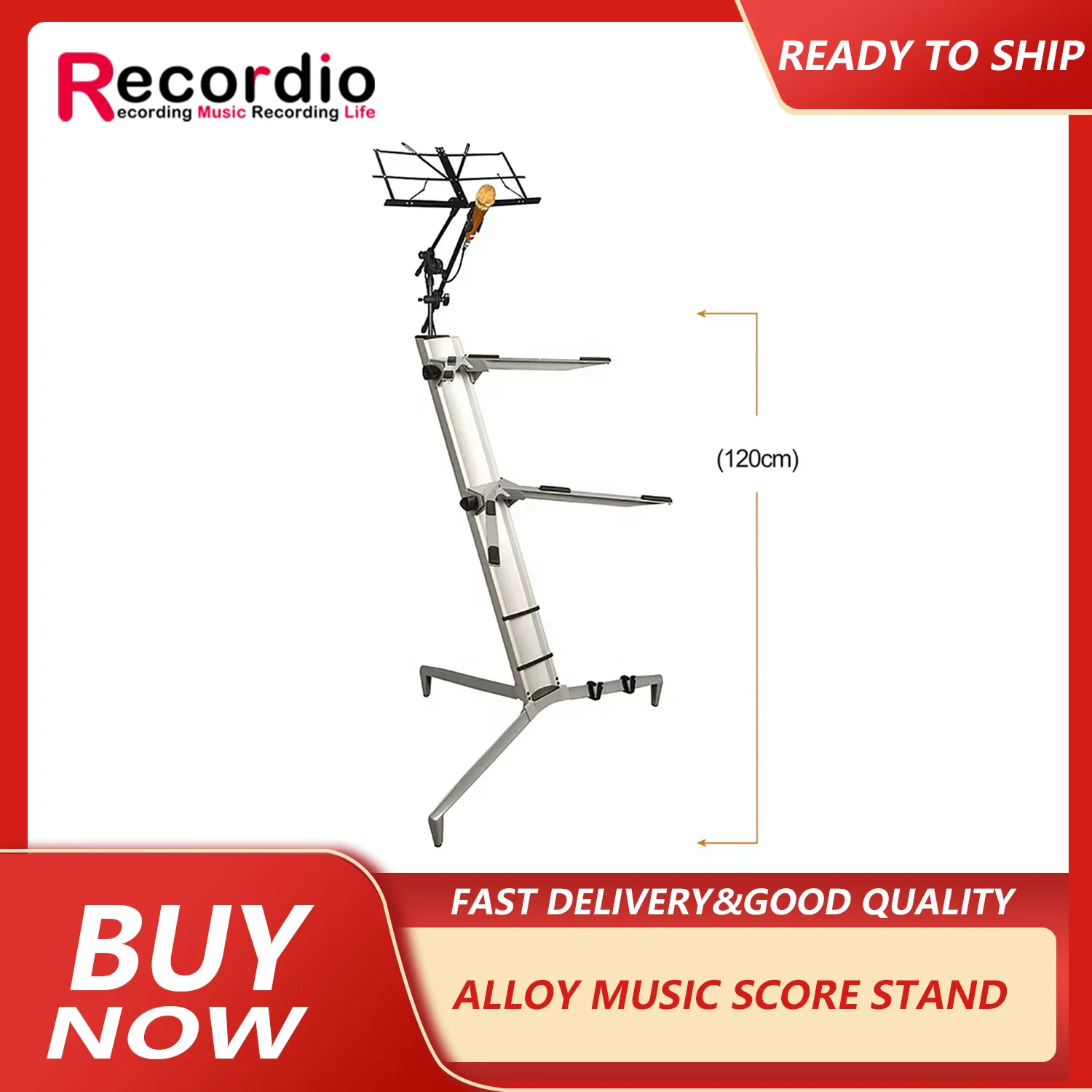 

GAZ-YS01 Professional Silver Music Aluminum Piano Stand With Keyboard Microphone Holder For Concert Singing Performance