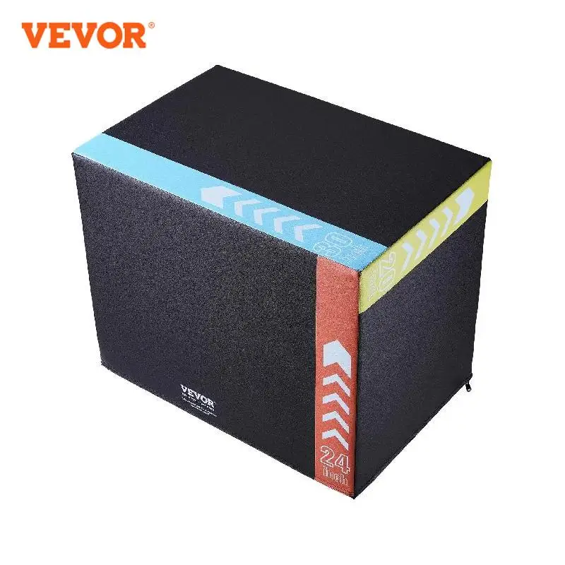 

VEVOR 3 in 1 Plyometric Jump Box Cotton Plyo Box Black For Home Gym Training Conditioning Strength Training 30 x 24 x 20 inch