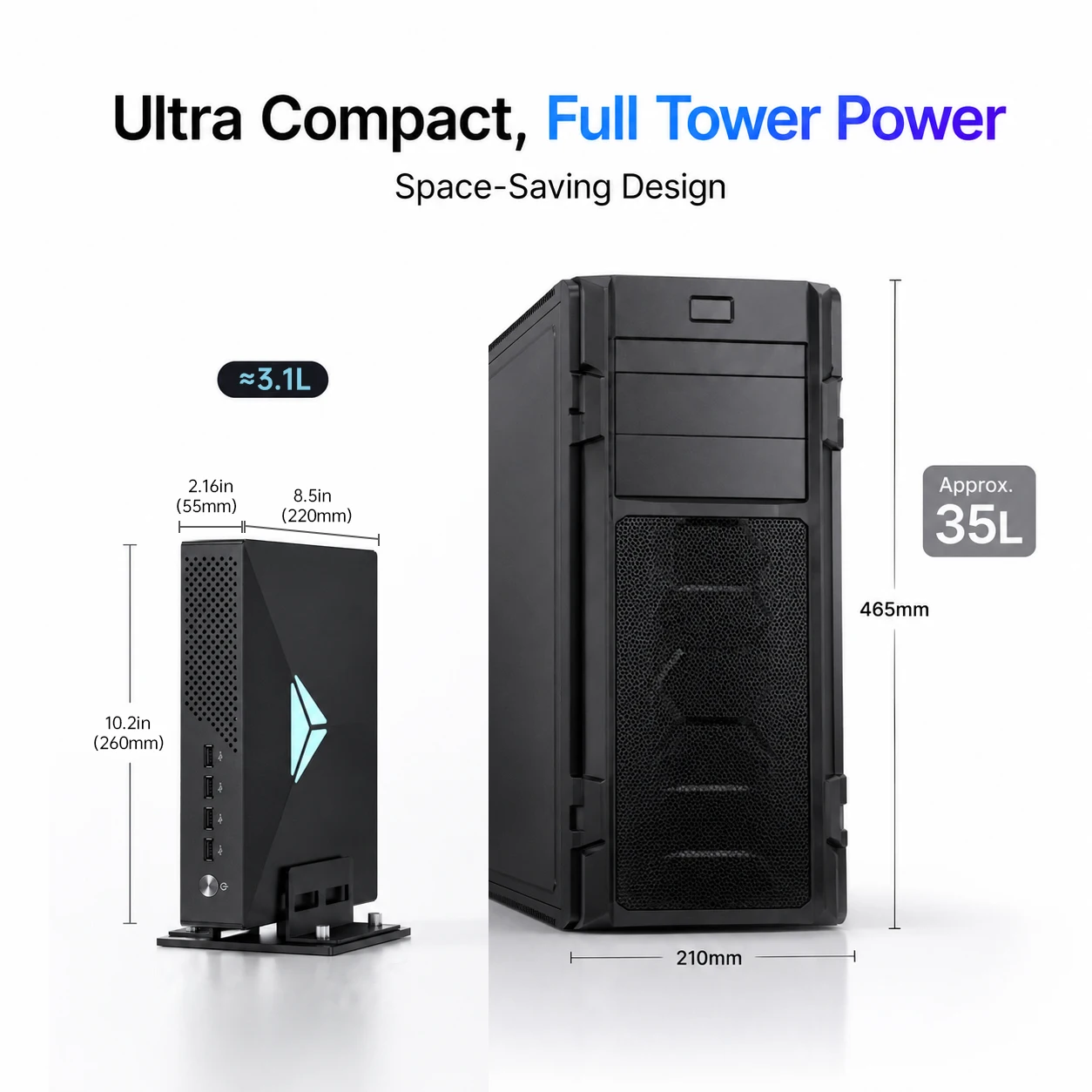 MSECORE Mini Gaming PC Intel Core I9-9900T RTX3050 / GTX1660S Dedicated Card DDR4 NVMe SSD WiFi5 BT5.0 4K Windows 11 Desktop