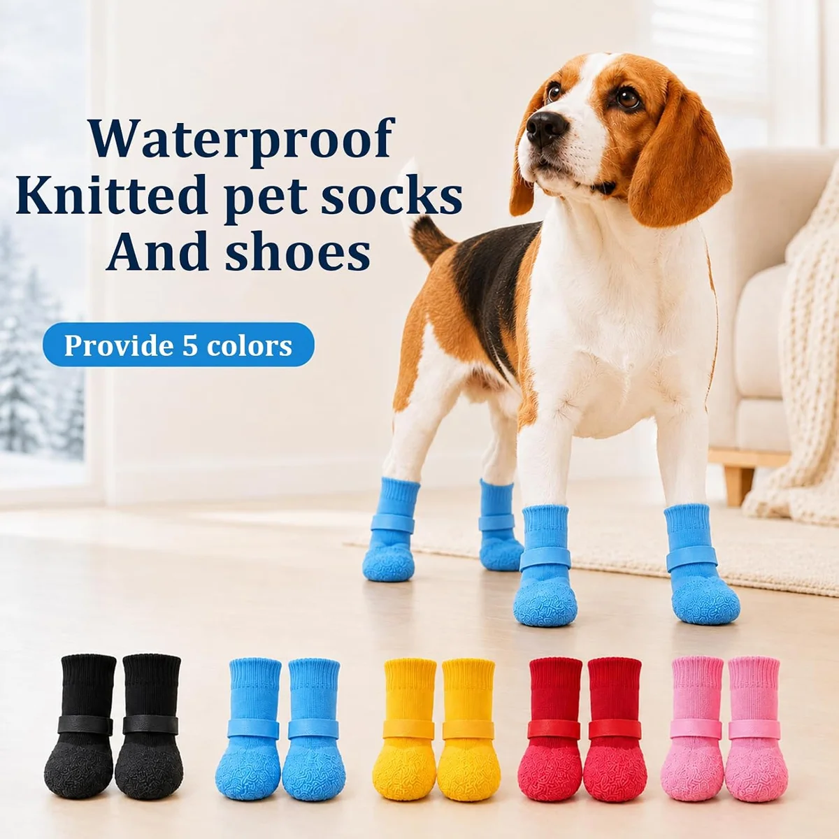 Pet Anti-Slip Dog Socks Prevent Cats & Dogs Licking Paws Waterproof Socks Suitable For Indoor Wooden Floors Outdoor Hot Roads - view 3