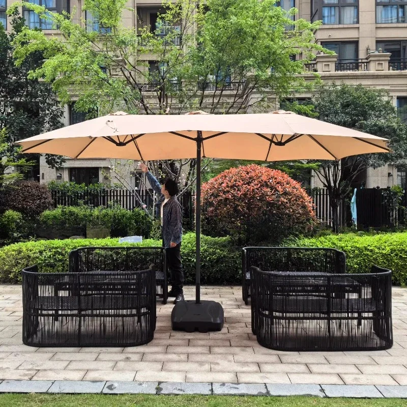 

-Three-headed Parasol Outdoor Courtyard Leisure Umbrella With Big Umbrella Set Outside And Big Umbrella Stall Outdoor Garden