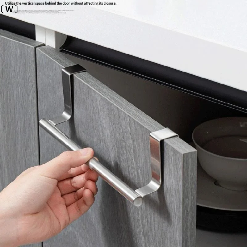 〔W〕Stainless Steel Towel Robe Rack Bar Rustproof Hanging Holder For Kitchen Door Bathroom Dish Cloths Organizer