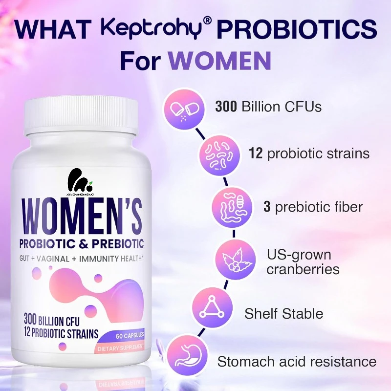 Female vaginal probiotics -300 billion CFU prebiotics, cranberries, vaginal, urinary, digestive, immune health, 60 capsules