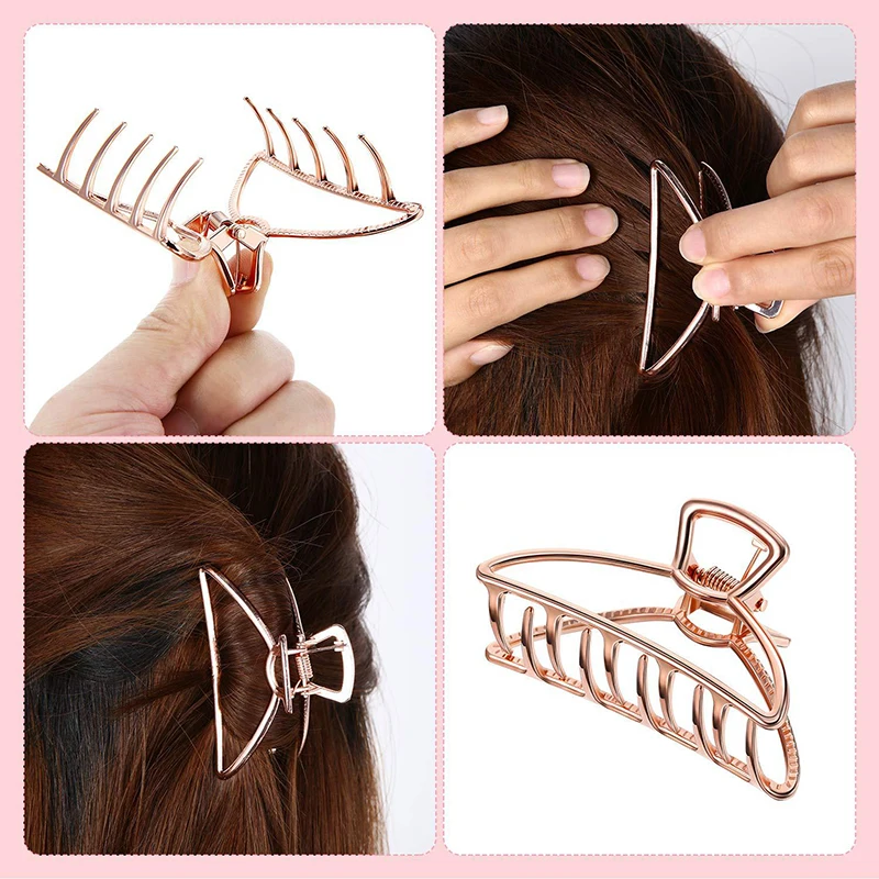 Neue Geometrie Metall Hohl Haar Klaue für Frauen Mädchen Haar Klaue Vintage Haarnadel Stirnband Krabben Haar Clip Mode Haar Zubehör – Detail 2