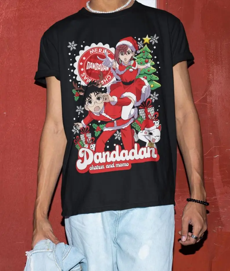 Momo Ayase Dandadan Anime Christmas T-Shirt Japanese Graphic Tee Perfect Gift For Anime Fan All Size